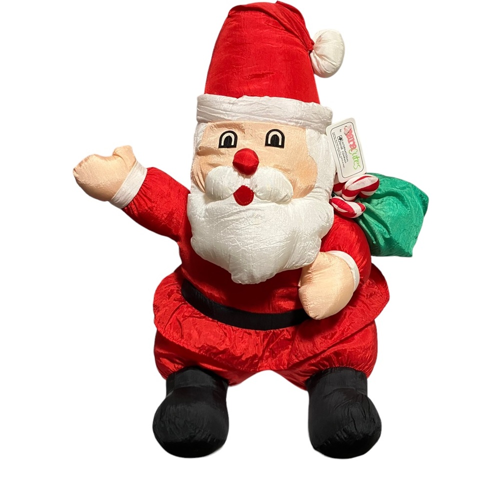 Vintage 1992 Para Cutes International Silver Co Nylon Plush Santa Claus 16”